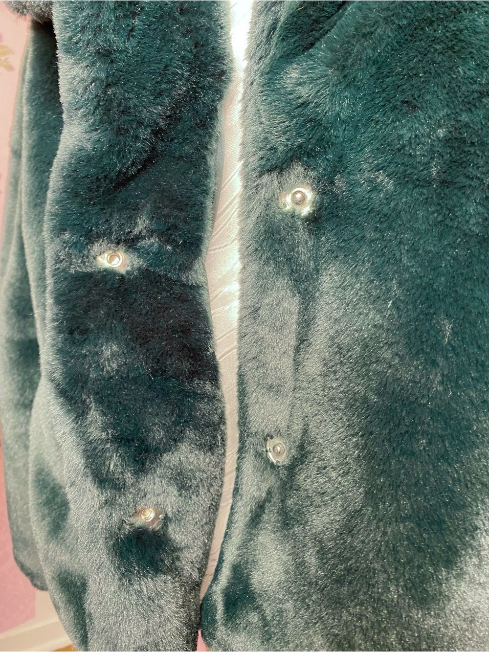 🌷Jou Jou🌷 Plush Faux Fur Dark Green Coat Jacket 🌷 NWOT - Picture 9 of 12